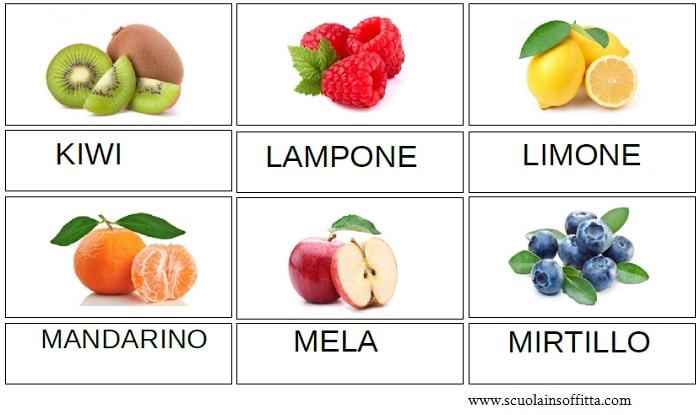 Flashcards della frutta